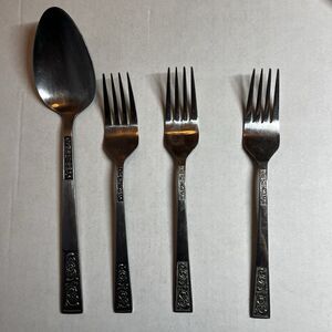 Vintage National Stainless Rambling Rose Flatware Japan Lot 3 Forks 1 Spoon